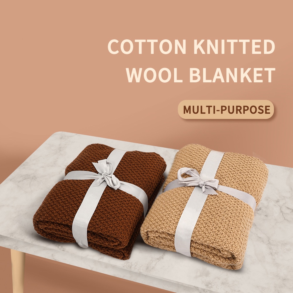Spring And Autumn Cotton Baby Knitted Wool Blanket Versatile Shawl Thin Baby Blanket Cuddle