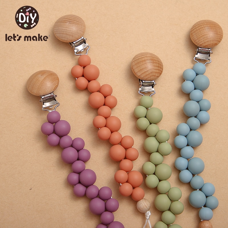 Baby Pacifier Chain Food Grade Silicone Nipple Clip Chain Holder Strap Baby Chew Toy Baby Teether Teething Chain Baby Pendant