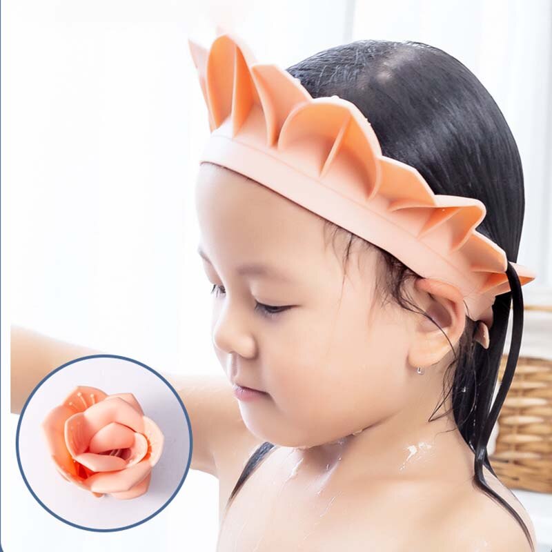 Cute Baby Bath Hat Adjustable Kids Shower Protect Eye Waterproof Splash Guard Hair Wash Shield Bath Head Cover