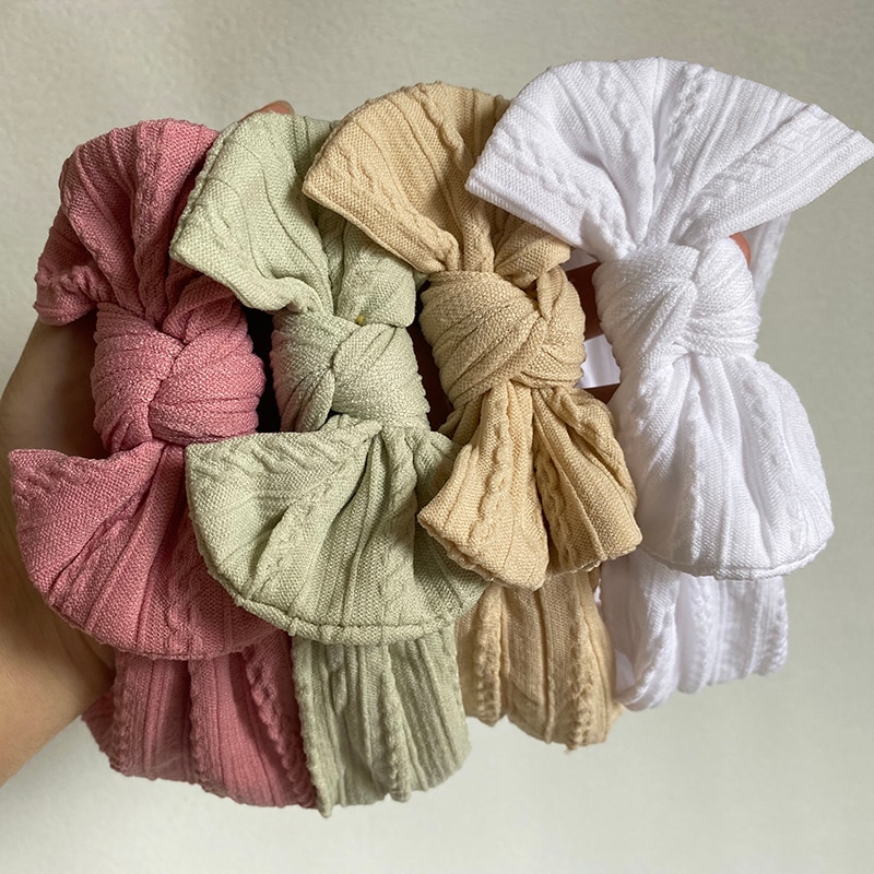 4Pcs/Set Baby Headband Bows For Girls Turban Children Cable Knit Headbands Elastic Bands Toddler Hair Accessories Newborn Photo