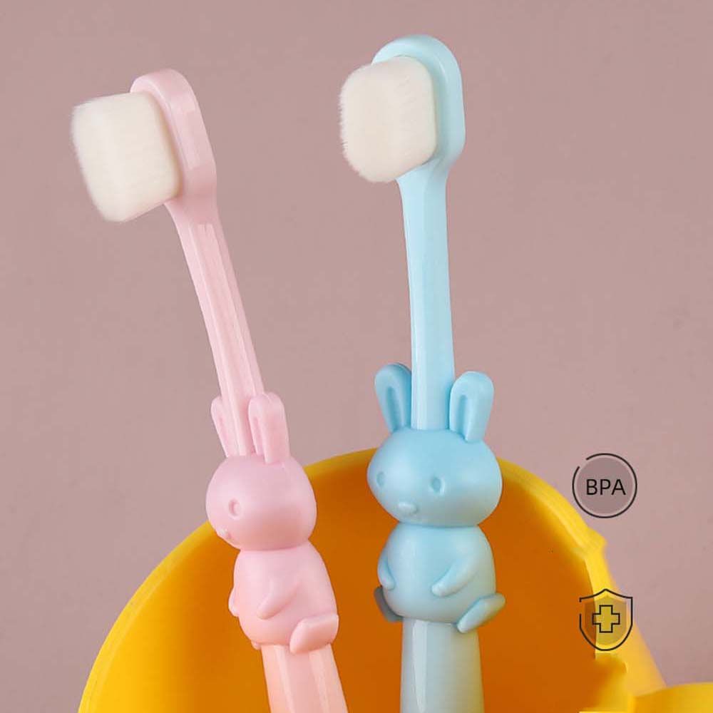 Kids Micro Nano Toothbrush Extra Soft Elephant Rabbit Cartoon Design Ultra Fine Soft Bristles Kid Toothbrush Baby Oral Care Tool