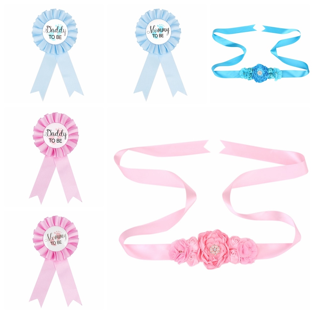 Fashion Maternity Belt and Brooch Three Piece Set Women Cute Pearl Rhinestone Flower Sash DIY Party Decoration Photography Props