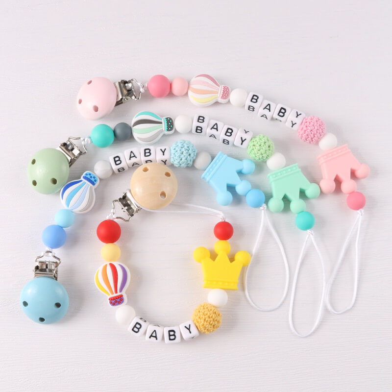 Baby Personalized Silicone Pacifier Clip Babe Name Custom Silicone Balloon Pacifier Chain Anti-molar Tooth Growth Toy Unisex