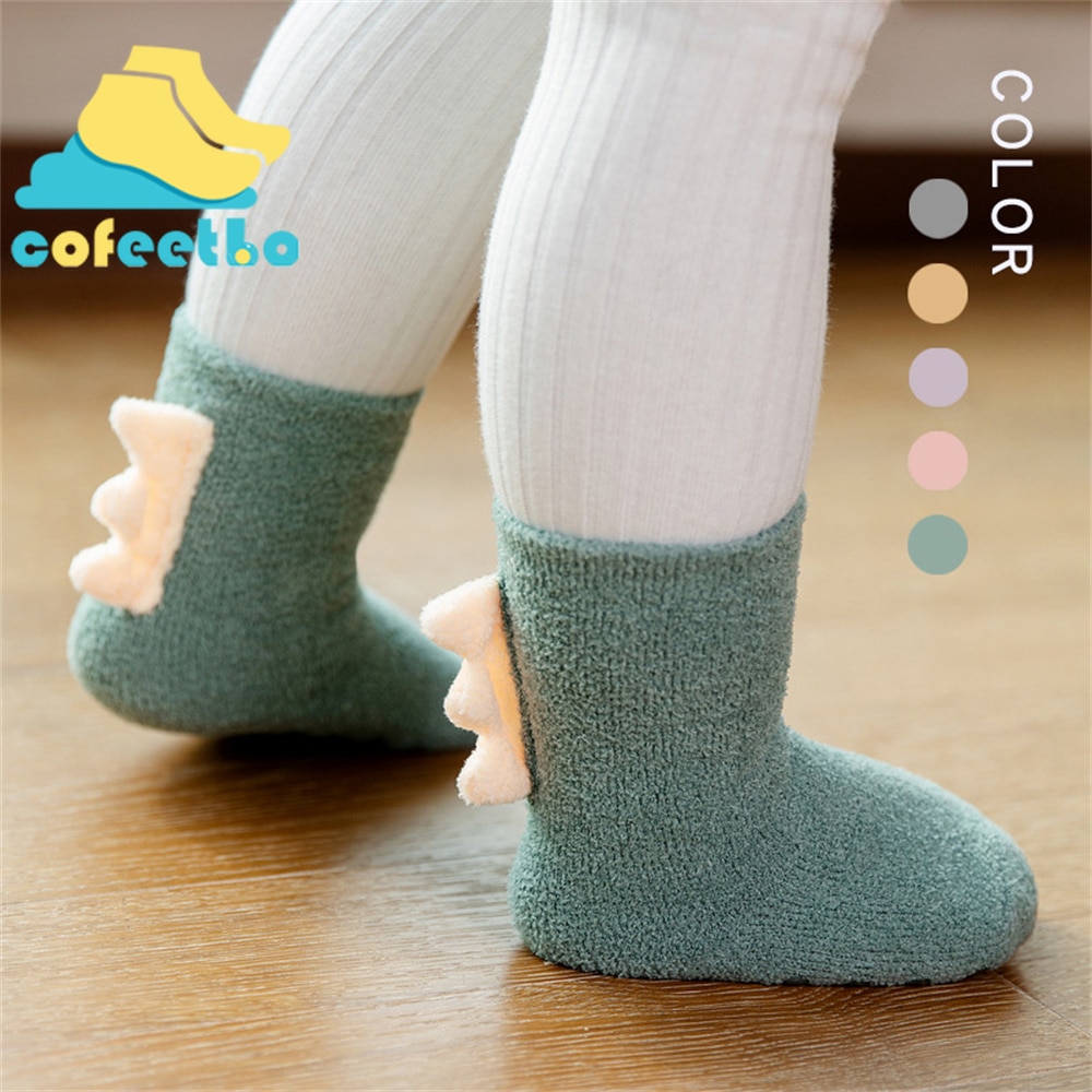 Dinosaur Baby Anti-slip Socks for Toddlers Newborns Thicken Warm Winter Infant Baby Girl Boy Coral Fleece Soft Sleep Foot Socks