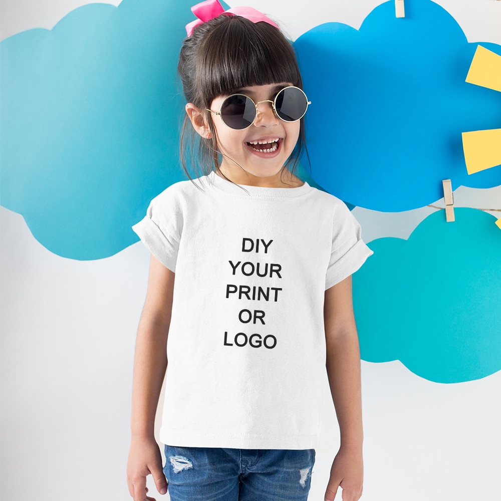 Children's Summer T-shirt DIY Your PRINT OR LOGO Short-Sleeved Casual Clothes Comfortable Top Tumblr CUSTOM TEXT Kids Cloth