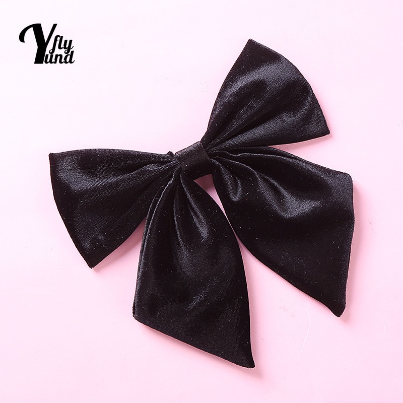 Yundfly 1 PCS Toddler Soft Comfortable Plush Bows Duckbill Clip Solid Color Handmade Bowknot Baby Ponytail Hairpin Birthday Gift