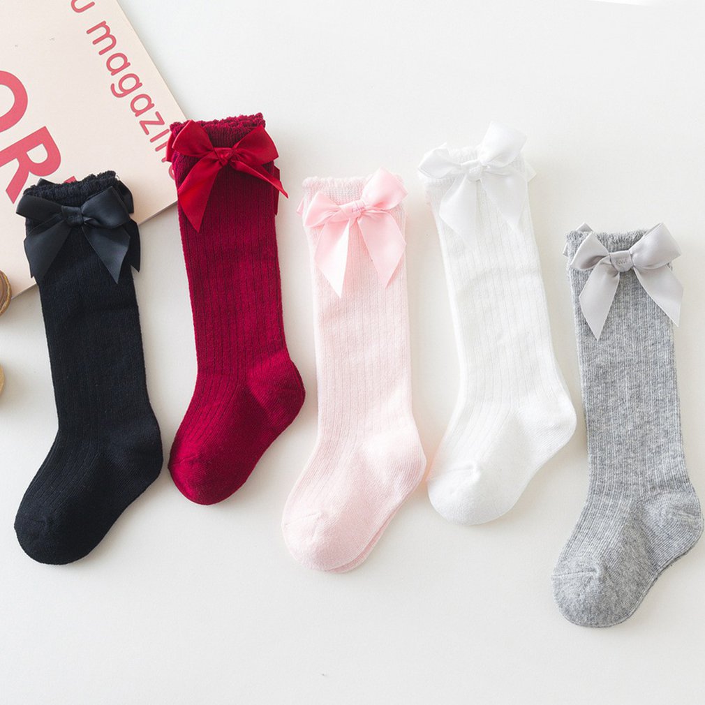 Infant Toddlers Socks Comfortable Keep Warm Children Girls Knee High Long Sock Cotton Bowknot Style Kids Floor Socks
