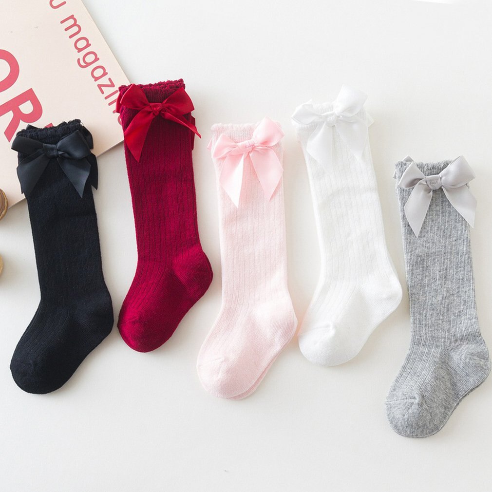 Infant Toddlers Socks Comfortable Keep Warm Children Girls Knee High Long Sock Cotton Bowknot Style Kids Floor Socks
