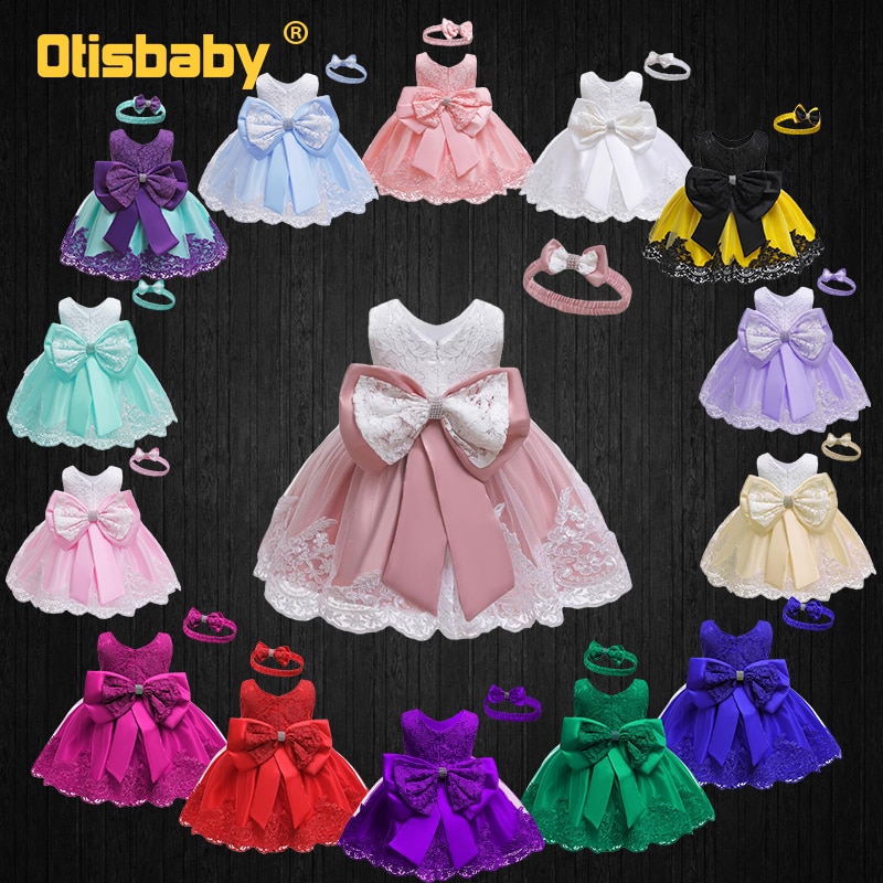 Summer Toddler 1st Lace Floral Tulle Elegant Dress Girl Christmas Baby Half Birthday Knitted Wedding Princess Christening Dress
