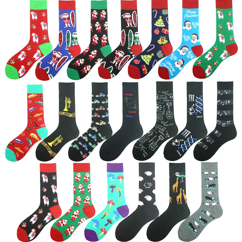 Christmas Happy Funny Socks Men Women Medical Music Chemical Alpaca Gift Sokken Divertidos Unisex Jacquard Crazy Calcetines