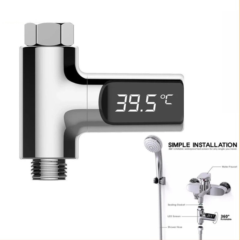 LED Display Home Water Shower Thermometer Digital Temperture Meter Monitor 360 Rotation Kitchen Bathroom Smart Home Baby Care