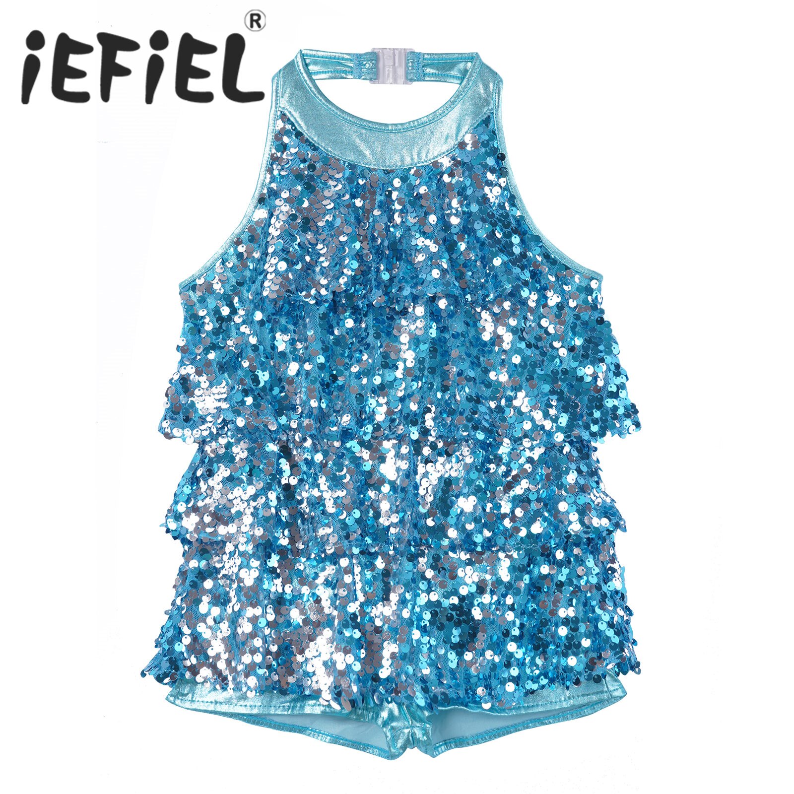 Sequins Kids Girls Ballet Dance Stage Performance Dress Shorty Unitard Dress Modern Jazz Latin Dancing Gymnastics Dance Costumes