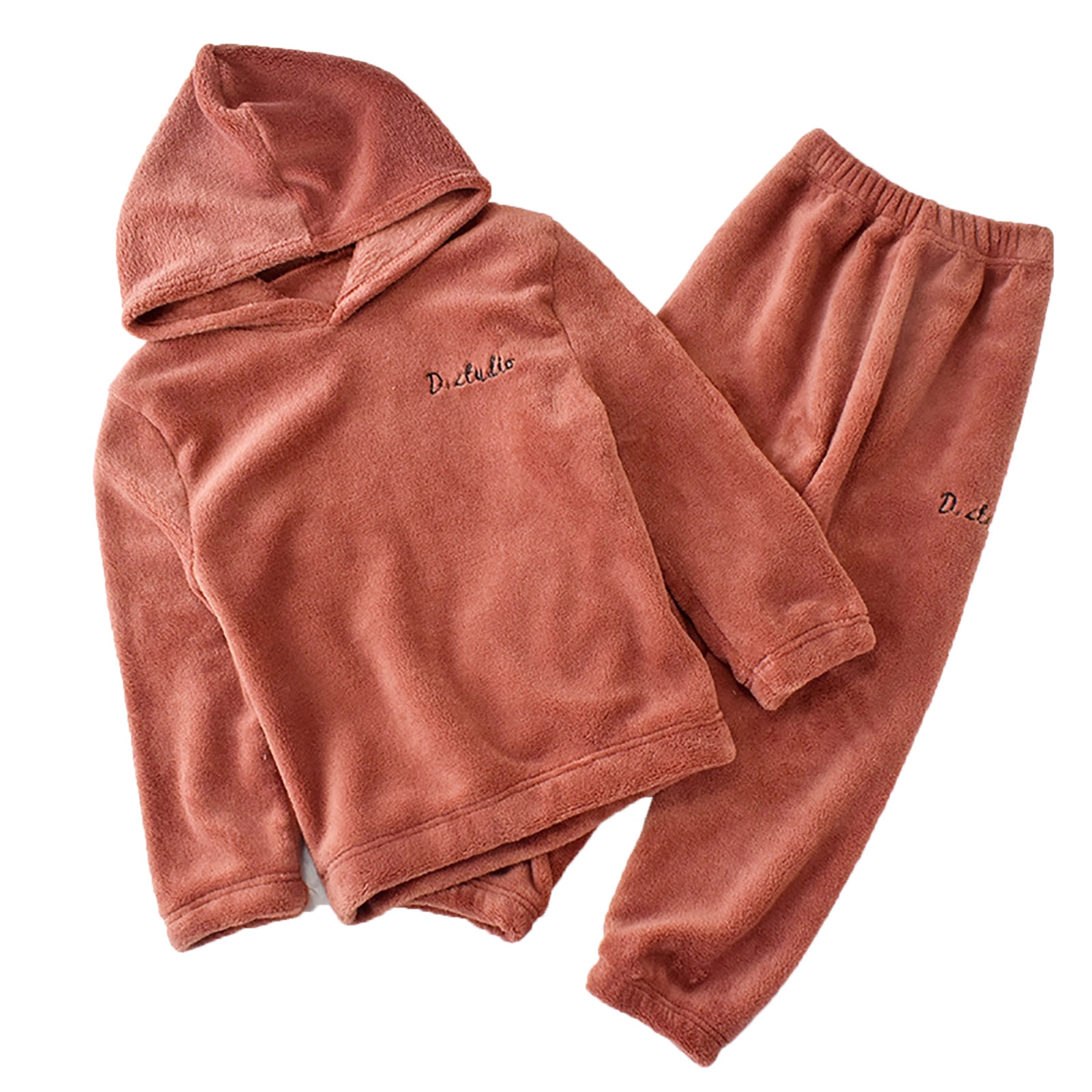 Winter Kids Plush Pajamas Sets Boys Keep Warm Clothes Set Long Sleeve Hoodie Top with Pants Girls Homewear Children Clothing