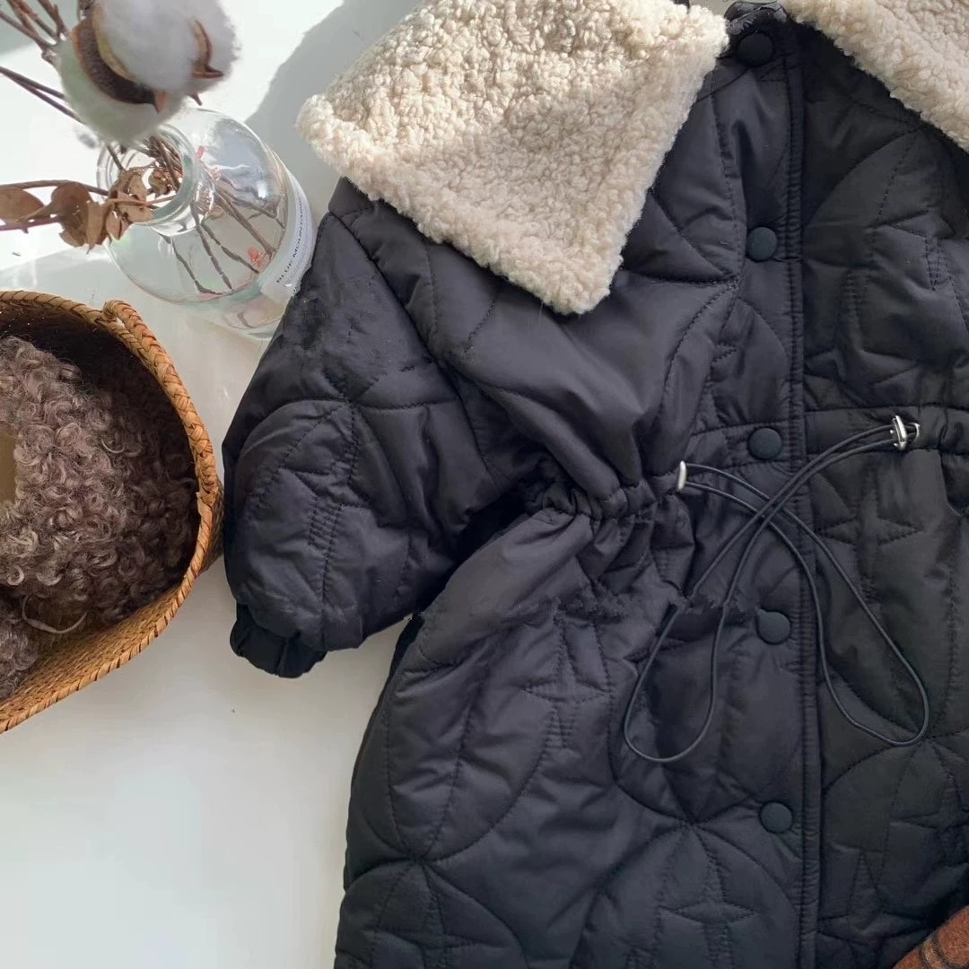 2021 Winter New Girls' Waist Cotton-Padded Clothes Girls' Princess Style Thickened Warm Cotton Coat