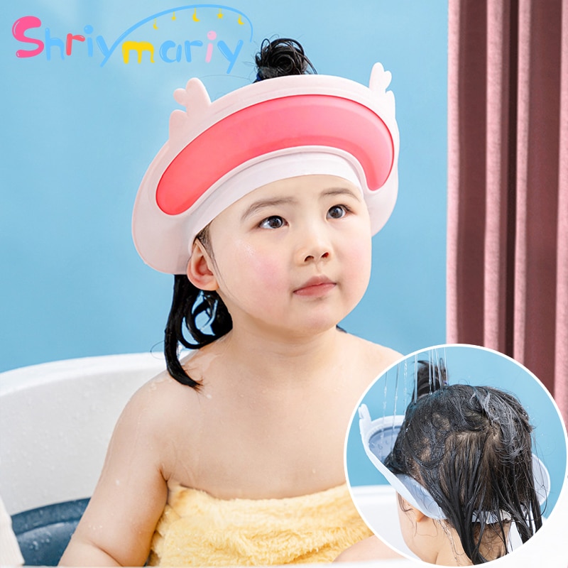 Shriymariy Baby Shower Soft Silicone Cap Adjustable Hair Wash Hat for Kids Ear Protection Safe Children Shampoo Cap Shower Hat