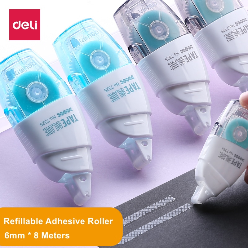 Refillable Double Sided Adhesive Tape Roller Glue Tape 6mm*8m with Refill Glue for DIY Journal Stationery