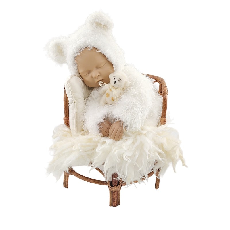Newborn Photography Props Basket Handmade Vintage Bamboo Chair Baby Boy Photography Props Newborn Photo Posing Props Baby Crib