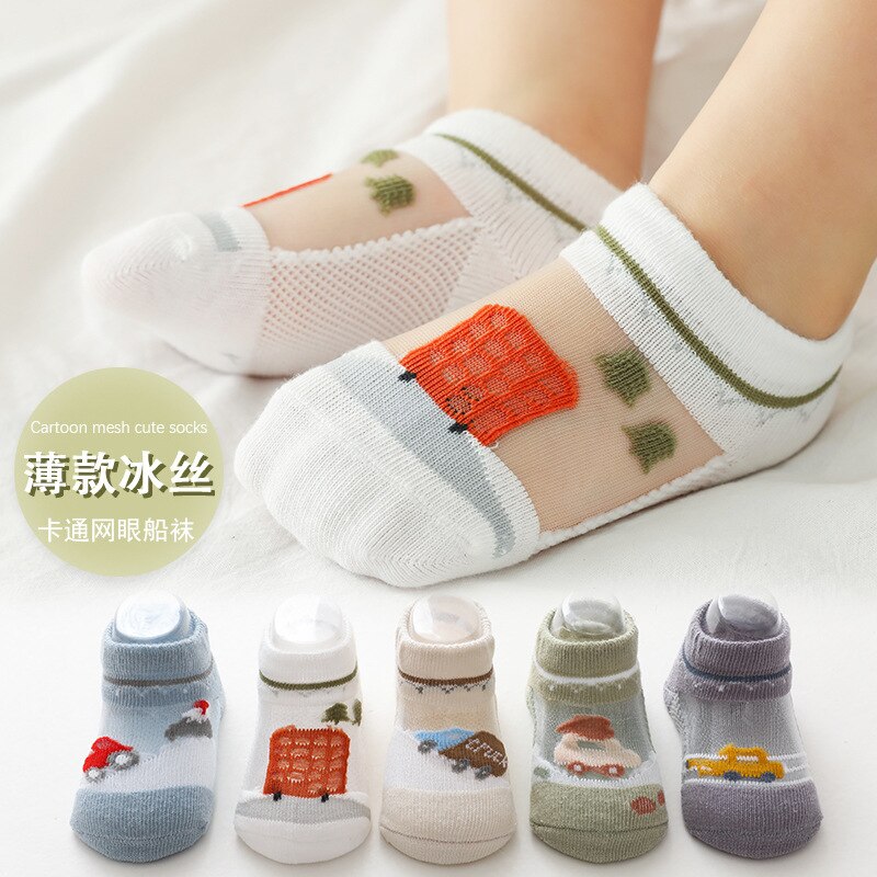 Children Boat Socks Cotton Socks Children Low Top Invisible Socks Super Short Socks Summer Cartoon Anti-slip Silicone Girl Boy