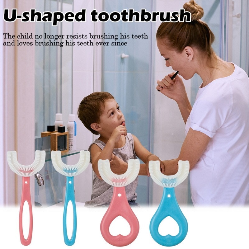 Baby Toothbrush Children 360 Degree U-shaped Child Toothbrush Teethers Soft Silicone Baby Brush Kids Teeth Oral Care Cleaning