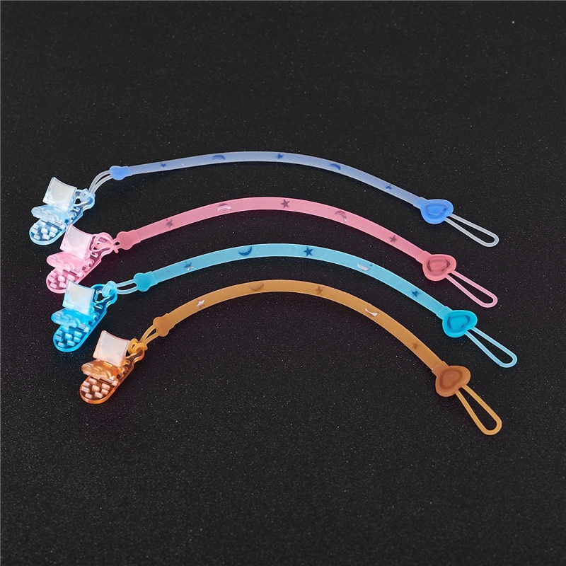 Solid Baby Infant Toddler Silicone Dummy Pacifier Soother Nipple Clip Portable Chain Holder Strap Kids Chew Products