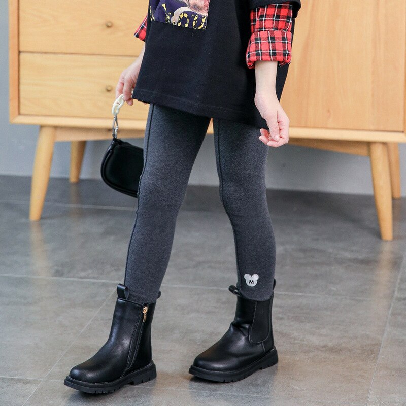 2020 Autumn Girls' Leggings Thicken Embroidered Pants Warm Children's Cotton Leggings 4 Colors Stretchy Trousers Tight