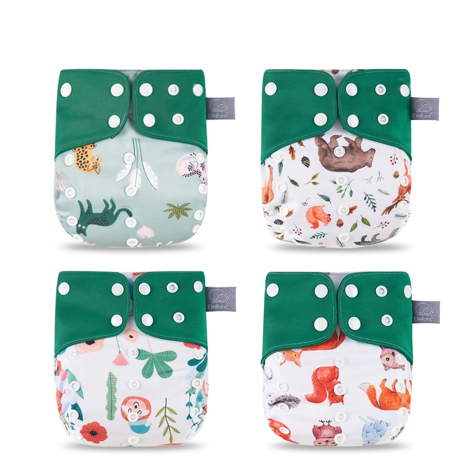 Elinfant 4 Pcs/Set Gray Mesh Cloth Inner Pocket Cloth Diaper Adjustable Washable Cloth Diaper for 3-15kg Baby