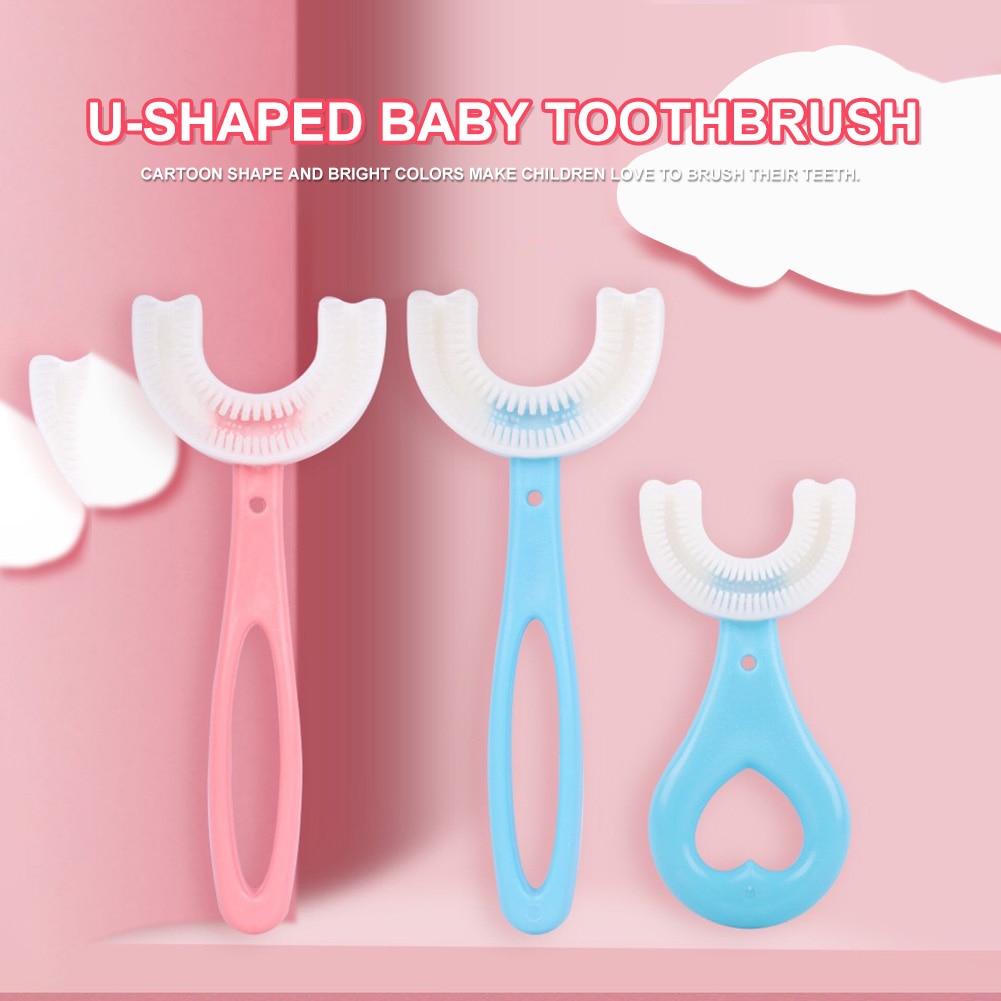 2021 New Kids Toothbrush U-Shape Infant Toothbrush with Handle Silicone Oral Care Cleaning Brush for Toddlers Ages 2-12 Care Kid