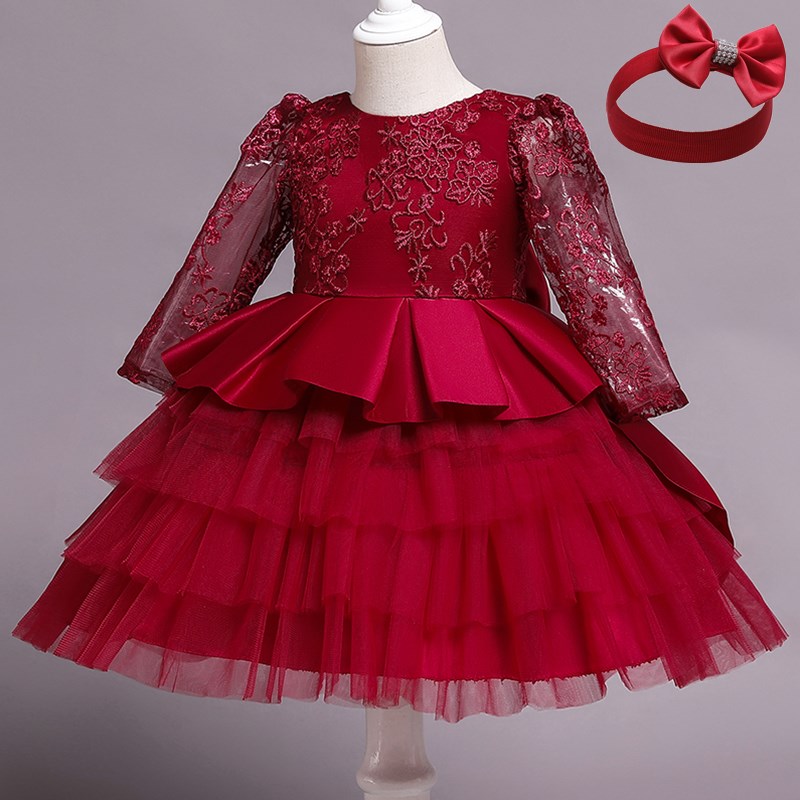 Toddler Christmas Red Dress for New Years Girl Clothing Newborn Birthday Prom Dress for 1 3 5 Year Girl Winter Christening Dress