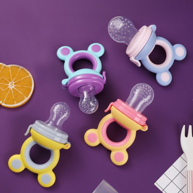 Baby Food Feeder with Pacifier Vegetable Infant Baby Teether Fruit Feeder Pacifier Infant Food Pacifier Silicone Teething Toys