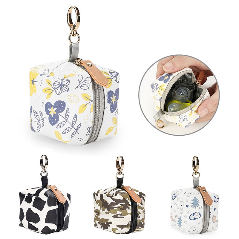 1Pcs Cute Waterproof PU Material Baby Pacifier Case Portable Printed Storage Case for Infant Pacifier Case Box Baby Care