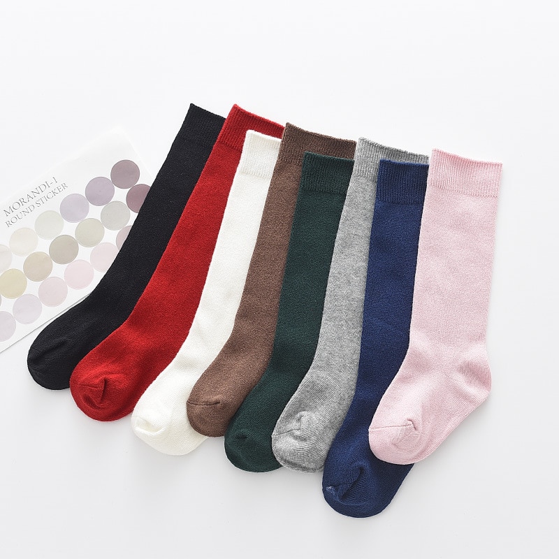 8 Colors Children School Uniform Socks Knee High Kids Boys Girls Cotton Sock Breathable Soft Baby Girls Long Tube Socks Casual