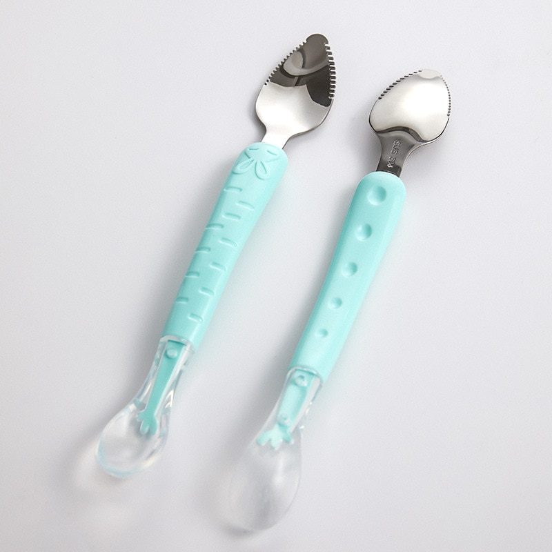 Baby spoon Fruit scraping mud spoon Baby fedding Scraping apple Stainless steel Spoon Double-headed food Supplement tools