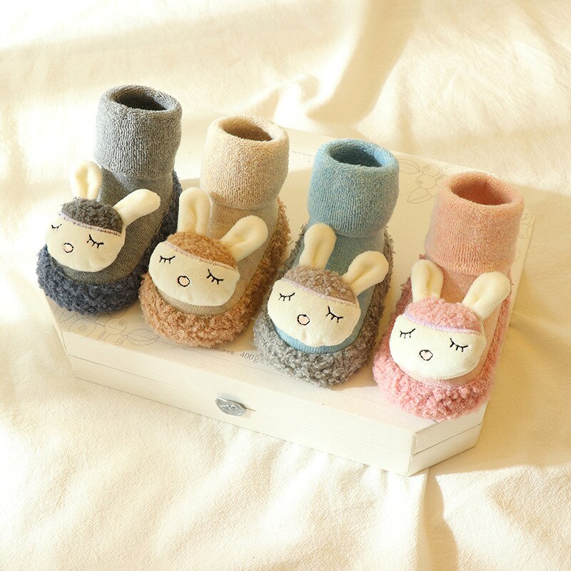 Baby Toddler Thick Terry Cute Socks Newborn Boy Girl Cartoon Non Slip Winter Antifreeze Keep Warm Infants Floor New Year Socks