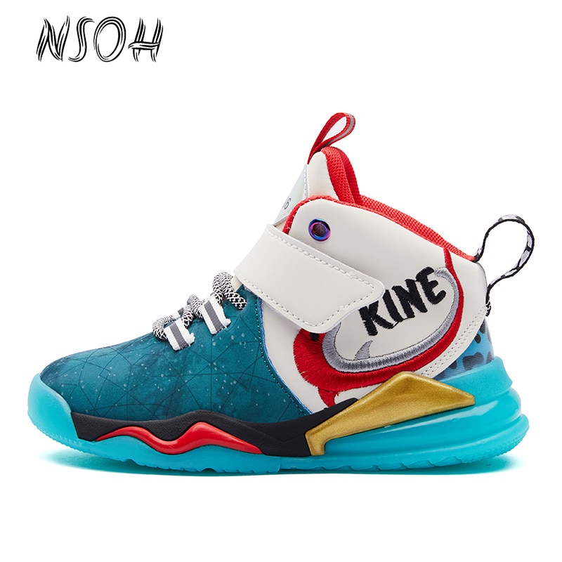 NSOH Winter Kids Sneakers Boys Leather Lightweight Waterproof Basketball Shoes Fashion Casual Sneakers Thickened Tennis Shoes