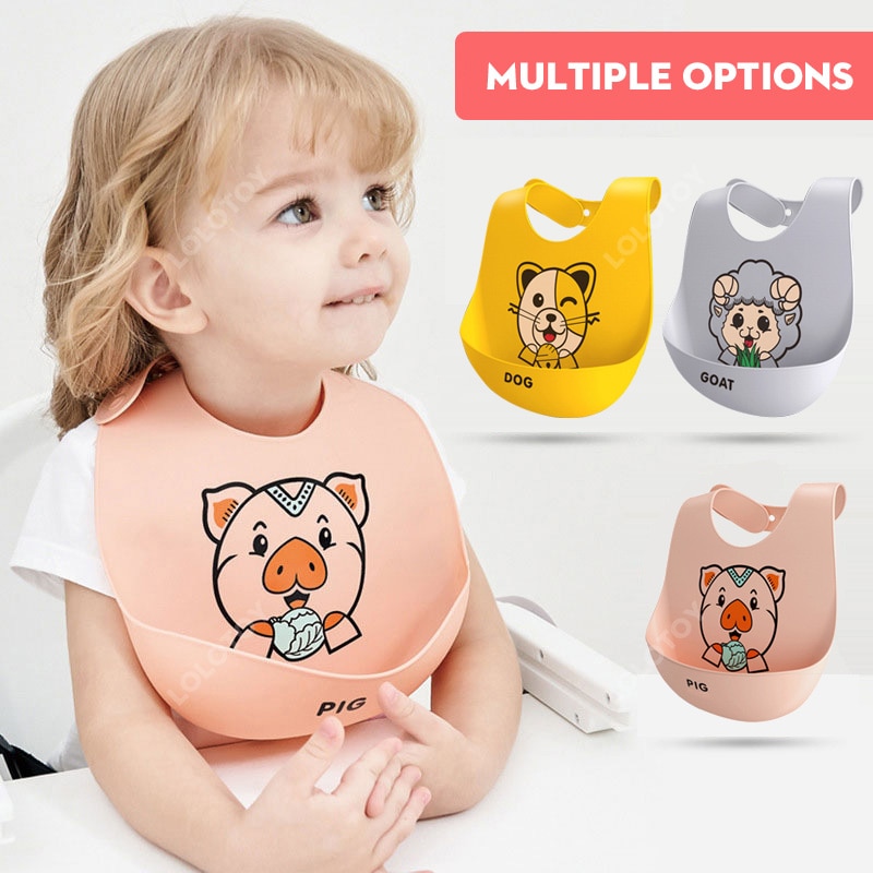 Cute Cartoon Silicon Baby Bib Waterproof Infant Bibs Feeding Cloth Easy To Clean Must-Have For Meals