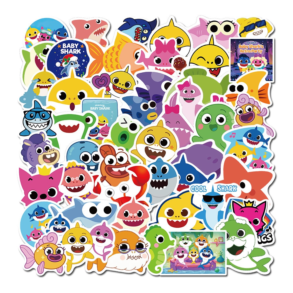 10/30/50PCS Cute sea Cartoon Baby shark Graffiti Stickers Cartoon shark Laptop Luggage Hand Account Decoration toys Stickers