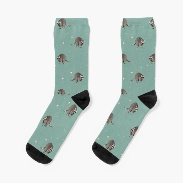Little Raccoon Pattern Crew Socks Mens Ankle Best Women Knee High Black