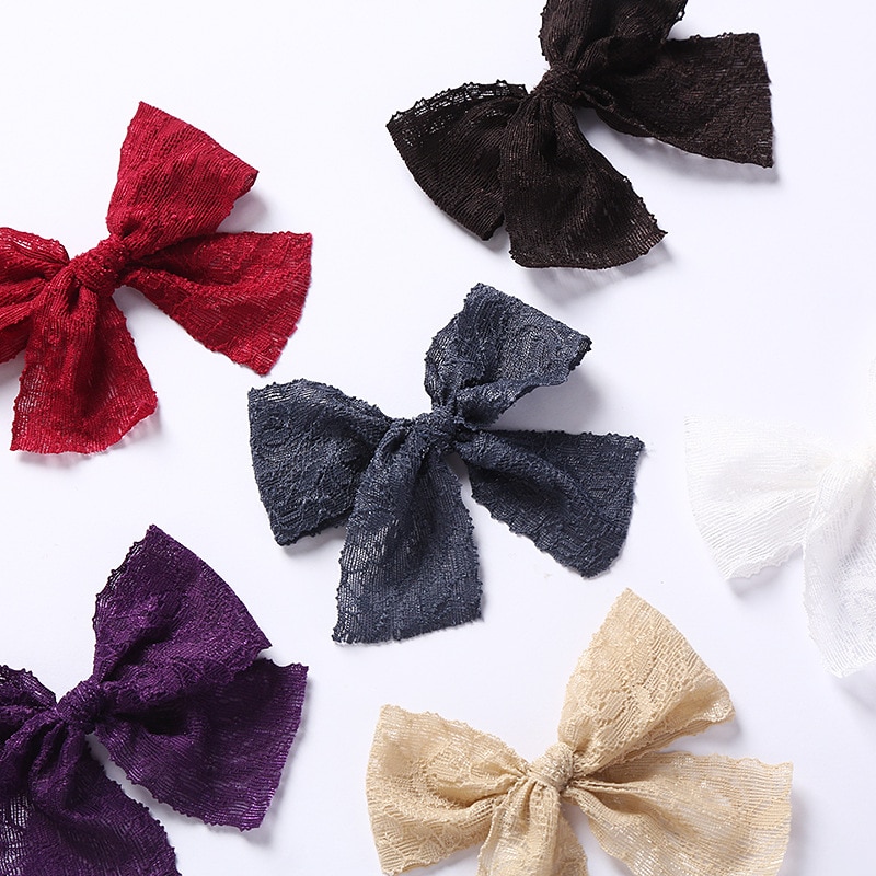 2PC/Set Lace Bow-knot Hairpin Baby Girls Solid Color Hair Grip Ponytail Barrettes Student Korean Headwear Baby Hair Accessories