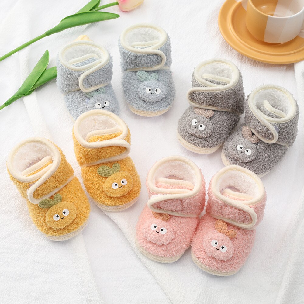 Cute Winter Infants Shoes Baby Girl Boy Bow Knot Baby Boots Casual Sneakers Non-slip Soft Soled Walking Shoes