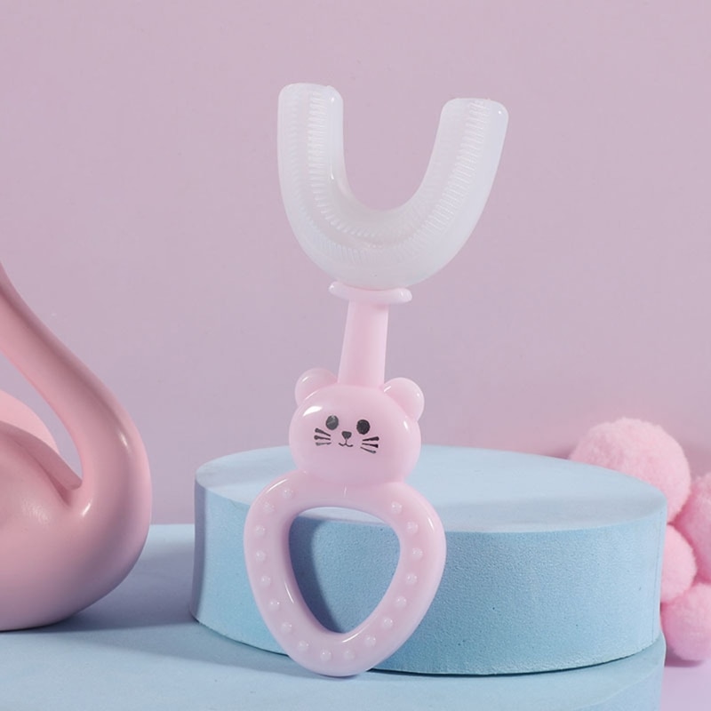 Cartoon Handheld 360 Degree U-shaped Baby Toothbrush Soft Silicone Teeth Brush