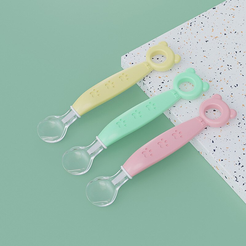 Baby Silicone Spoon Cute Bear Feeding Kid Dishes Toddlers Infant Feeding Accessories Spoon Silicone Tableware Children's Go