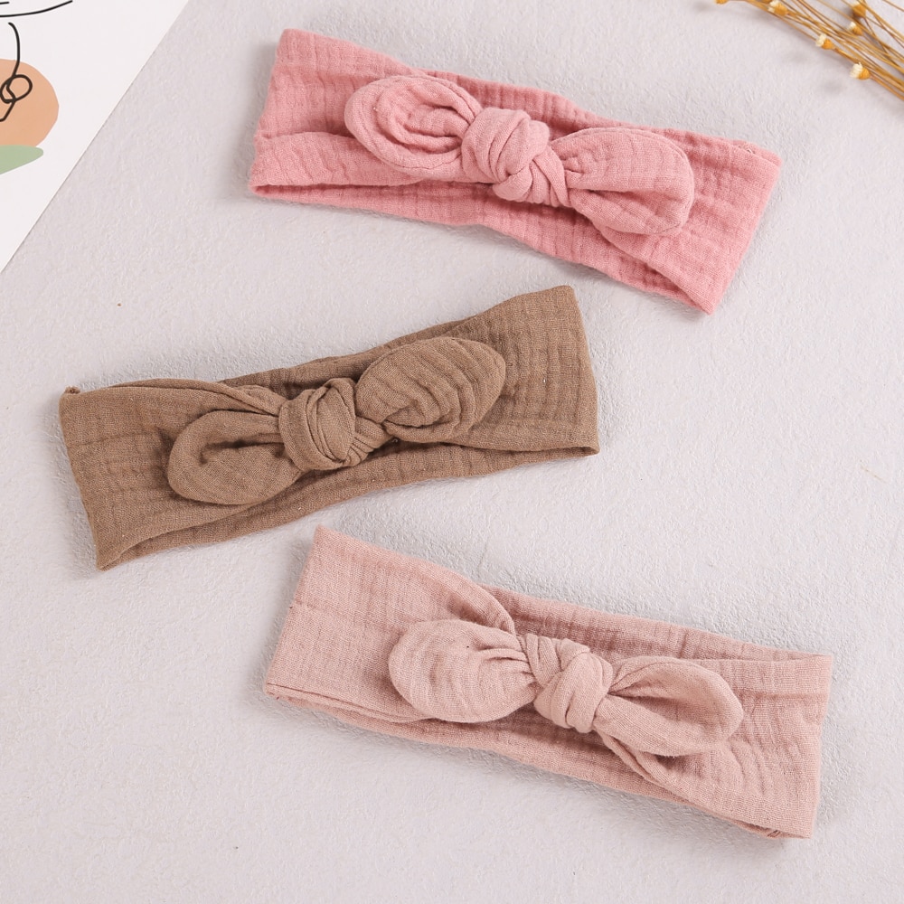 Newborn Baby Headband Girls Rabbit Ear Hair Bands One Piece Headwrap Adjustable Tie Knot Turban Solid Haarband Kids Bandage