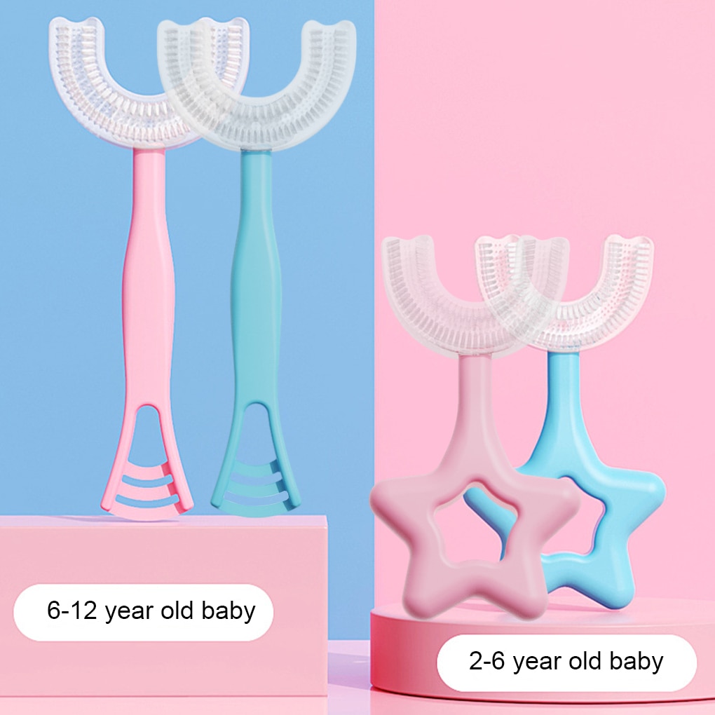 Children U-Shape Toothbrush 360-Degree Silicone Soft Double-Sided Ergonomic Manual Baby Toothbrush Portable Kid Teeth Care Tool