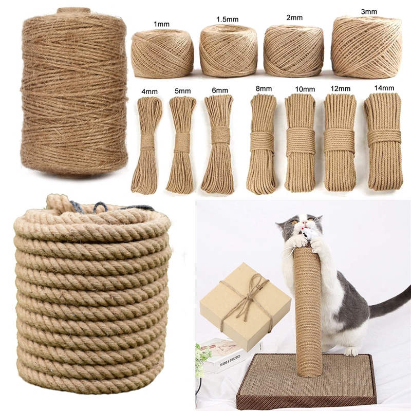 1-14Mm Natürliche Jute Bindfäden Vintage Jute Seil Schnur String Schnur Sackleinen für Diy Handwerk