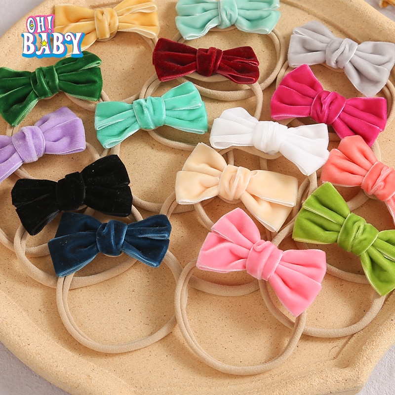 18 Colors Velvet Bow Headband for Baby Girls Winter Bowknot Hairclips for Newborn Birth Gifts Infant Girl Hair Accessories