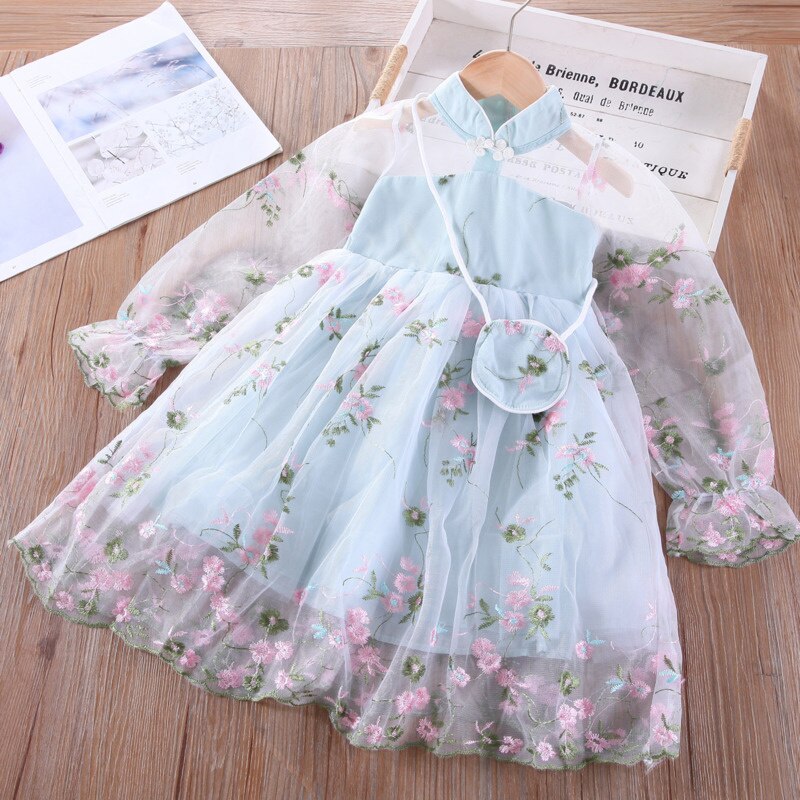 Autumn And Summer New Girls Embroidered Dress And Small Bags Fashion Pink Princess Dress Children's Clothing Boutique 50805