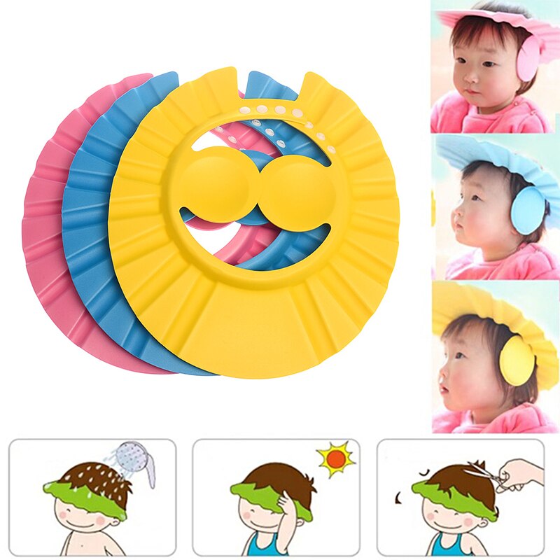 Baby Shower Caps Adjustable Shampoo Cap Waterproof Ear Protection Shampoo Bathing Shower Cap Wash Hair Baby Bath Accessories