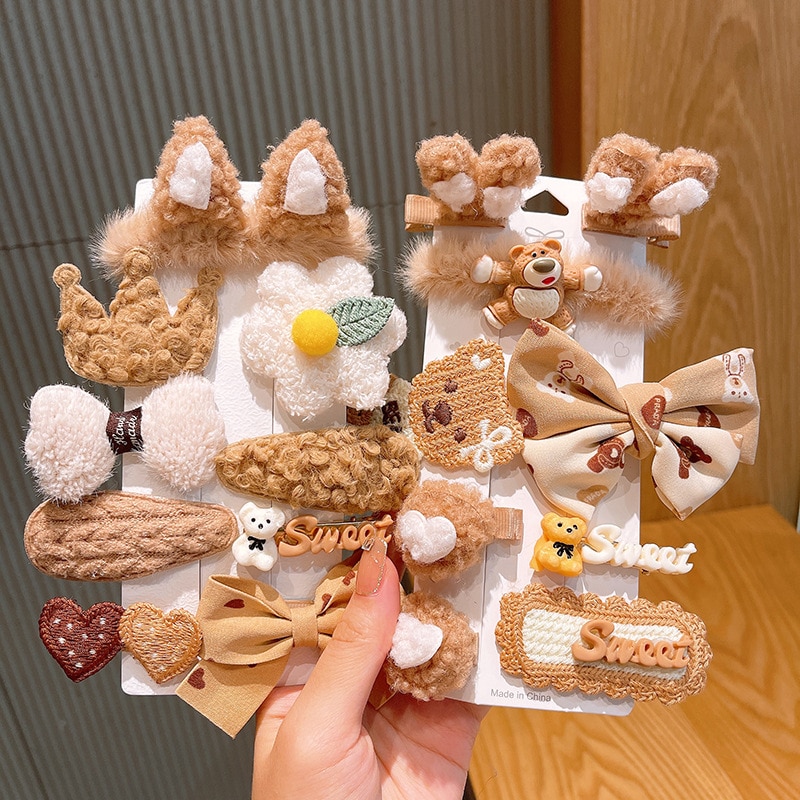 2021 New baby Girls Cute Cartoon Snap Hair Pins Kids Hair Clips Barrette Sweet Hair Ornament Headband Fashion Hair Accessories