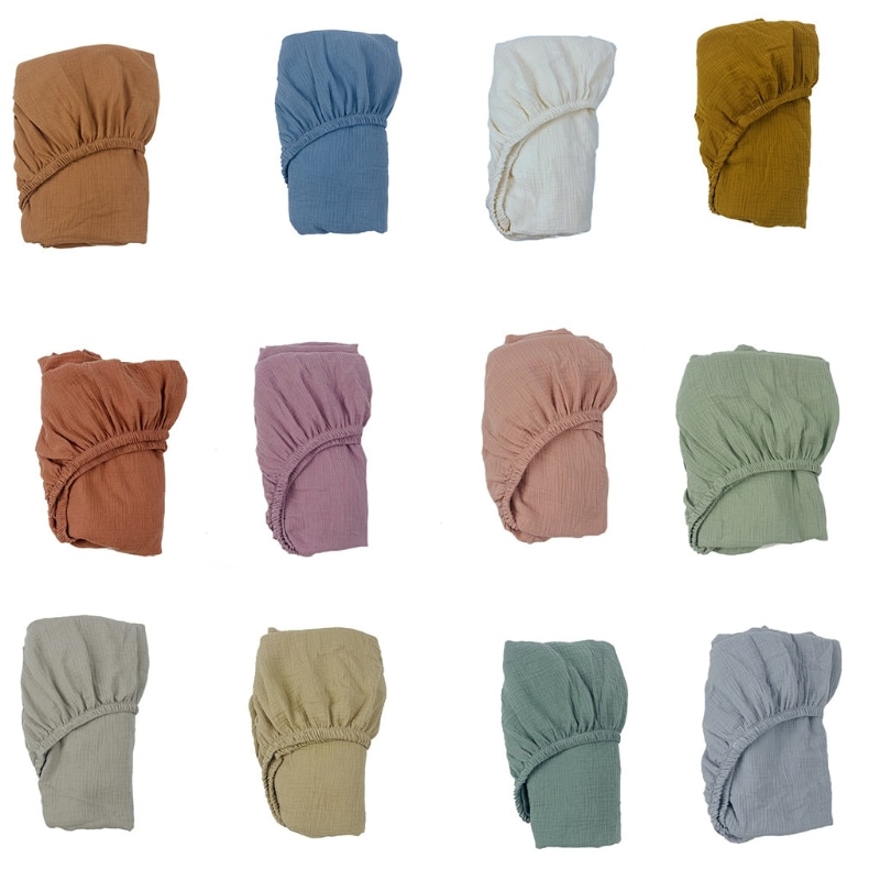 70x130x22cm Baby Fitted Sheet Newborn Soft Cotton Crib Bed Sheet Children Mattress Cover Protector Solid Color K92D