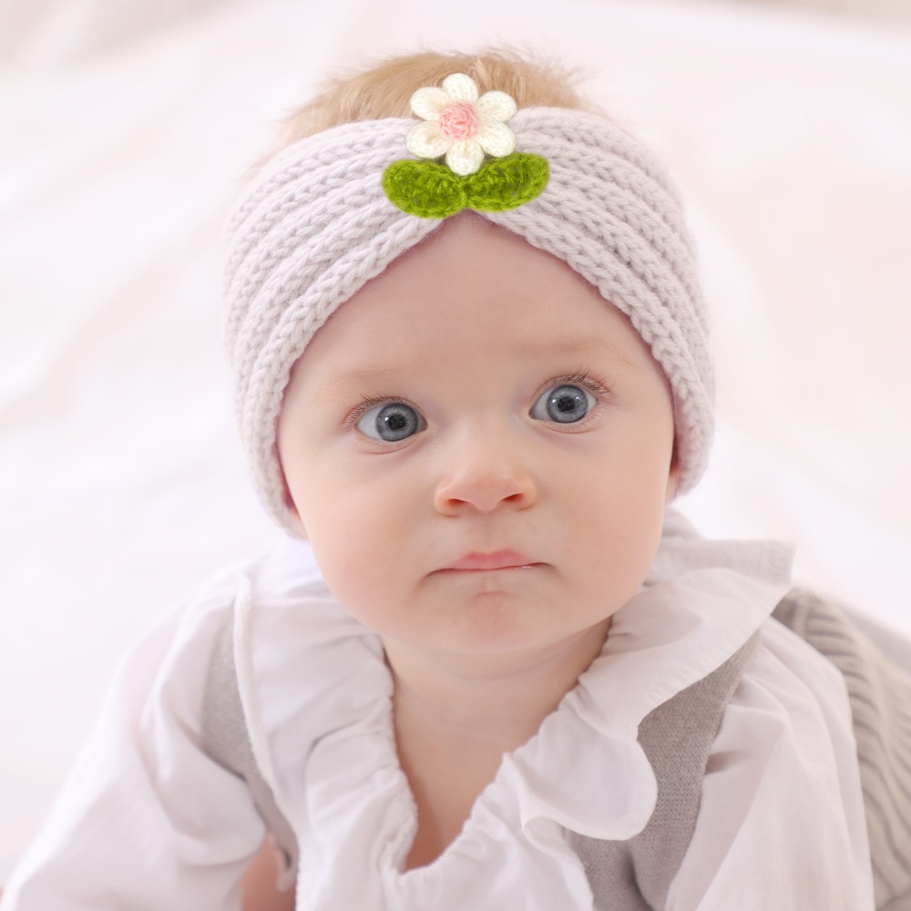 Children's Knitted Headband, Baby Autumn and Winter Warm Woolen Headband Flower Headwear Newborn Kids Headwear Baby Accesso